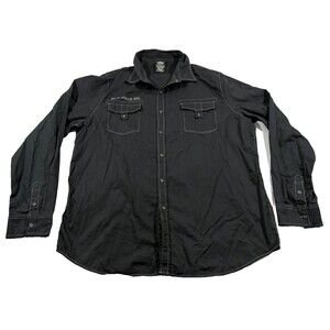 MMA Elite Shirt Men Black Long Sleeve Button Cotton Casual Western Collar Sz 2XL